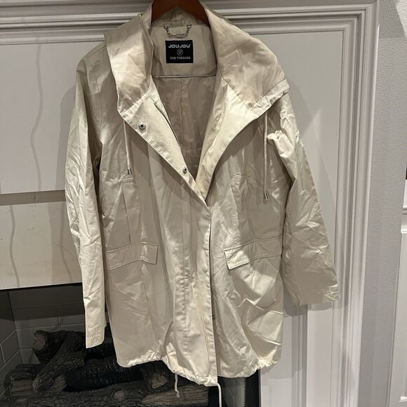 Jou Jou For Versona Women’s Hooded Jacket Cream Lightweight Windbreaker Parka XL - Picture 10 of 11